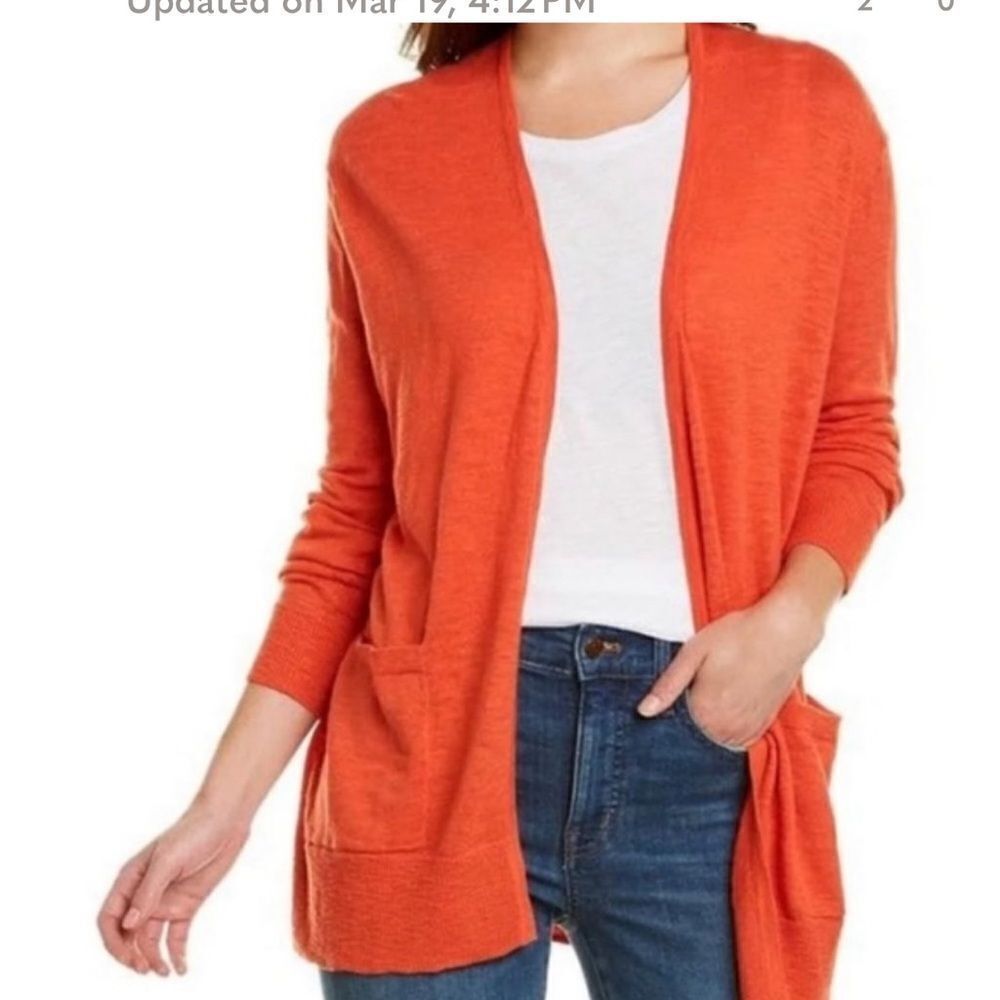 NWT Madewell Bradley Open Front Cardigan Sweater Small Thai Chili-Burnt Orange